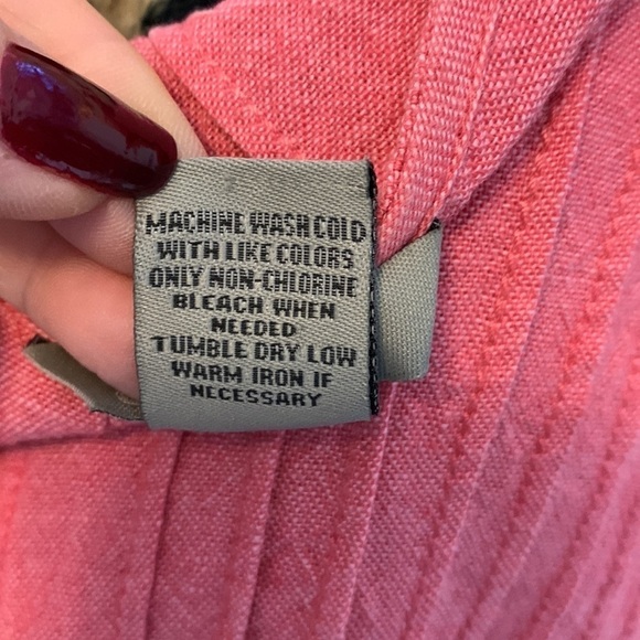 Linen blend pin tuck button down tunic short sleeve baby doll boho top EUC - Picture 7 of 7